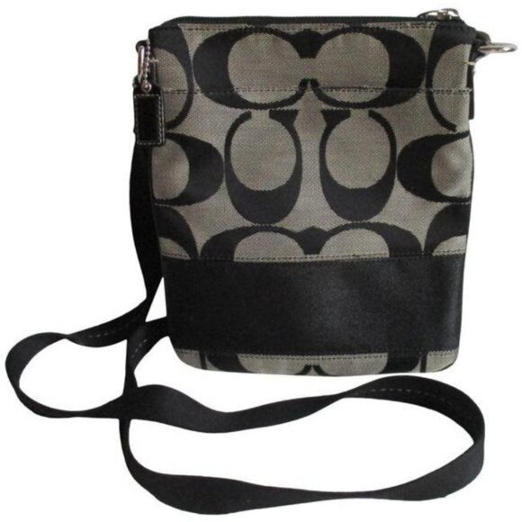 *Coach Messenger Logo Black Canvas Cross Body Bag